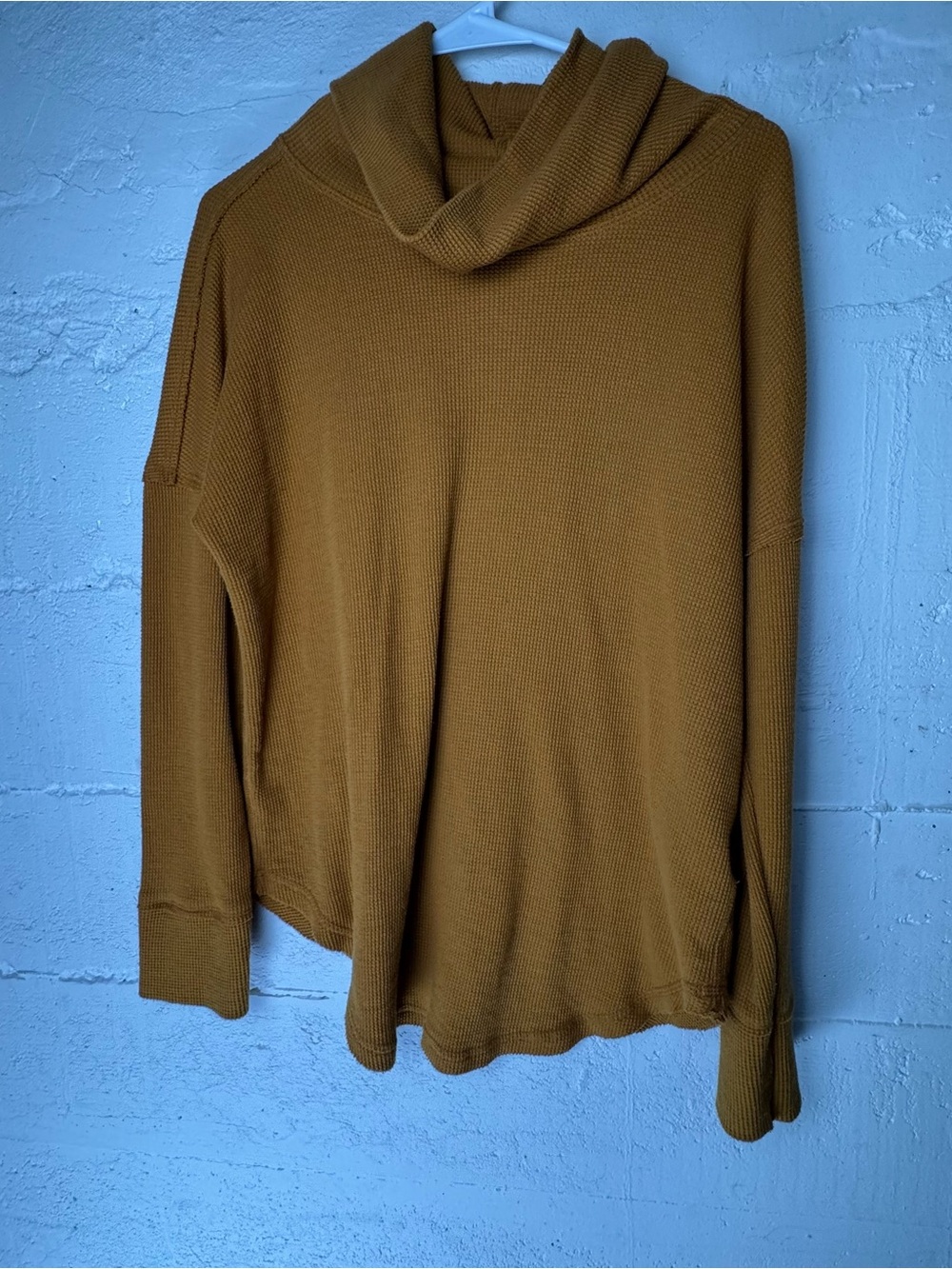 Anthropologie Maeve Ainsley Cowl Neck Thermal‎ Sweater in mustard Medium Funnel